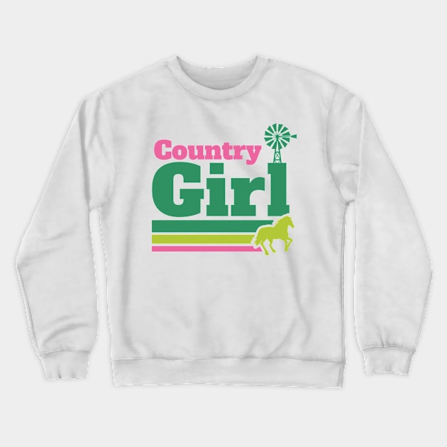 Retro Country Girl Colorful Rural Girl Crewneck Sweatshirt by SLAG_Creative